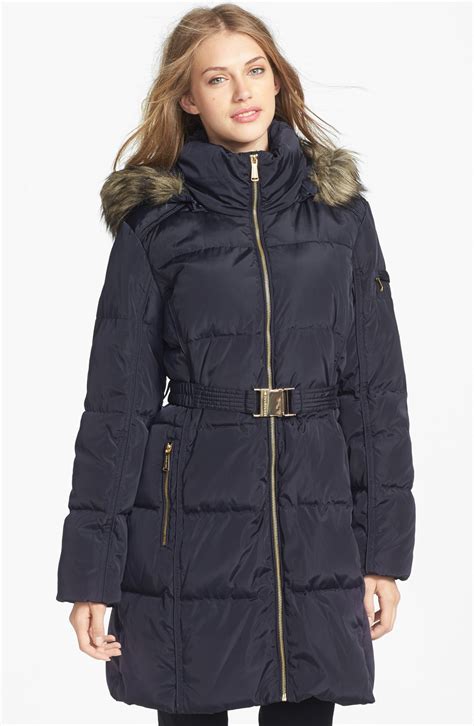 michael michael kors faux fur-trim quilted coat|Faux Fur.